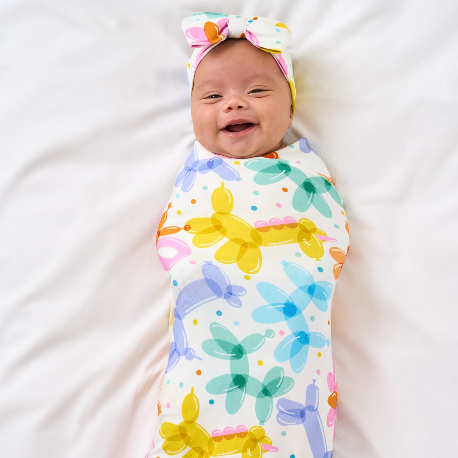 Balloon Bash Swaddle & Luxe Bow Headband Set