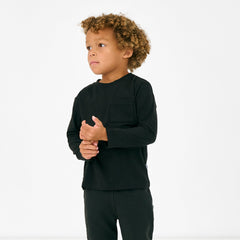 Black Long Sleeve Relaxed Pocket Tee