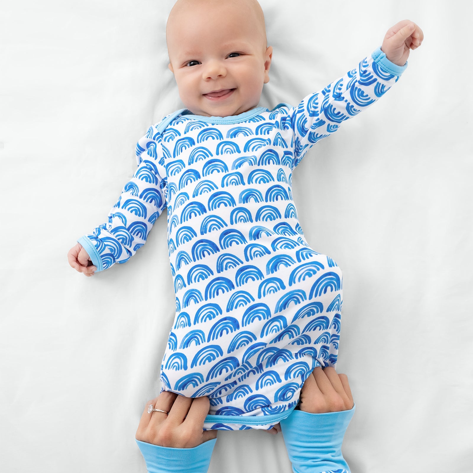 Blue Rainbows Infant Gown