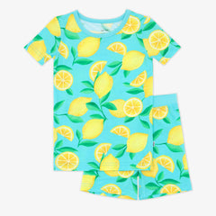 Blue Sunny Citrus Two-Piece Short Sleeve & Shorts Pajama Set