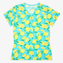 Blue Sunny Citrus Women's Short Sleeve Pajama Top