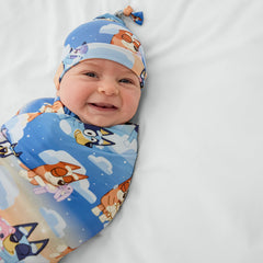 Bluey Blue Sleepytime Swaddle & Hat Set