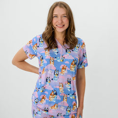 Bluey Purple Sleepytime Women's Short Sleeve Pajama Top