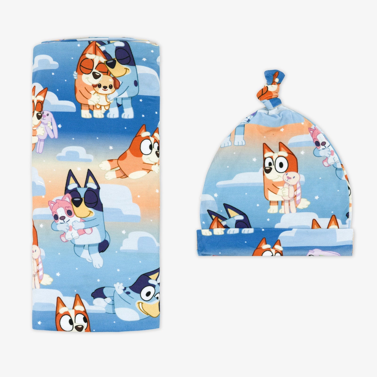 Bluey Blue Sleepytime Swaddle & Hat Set