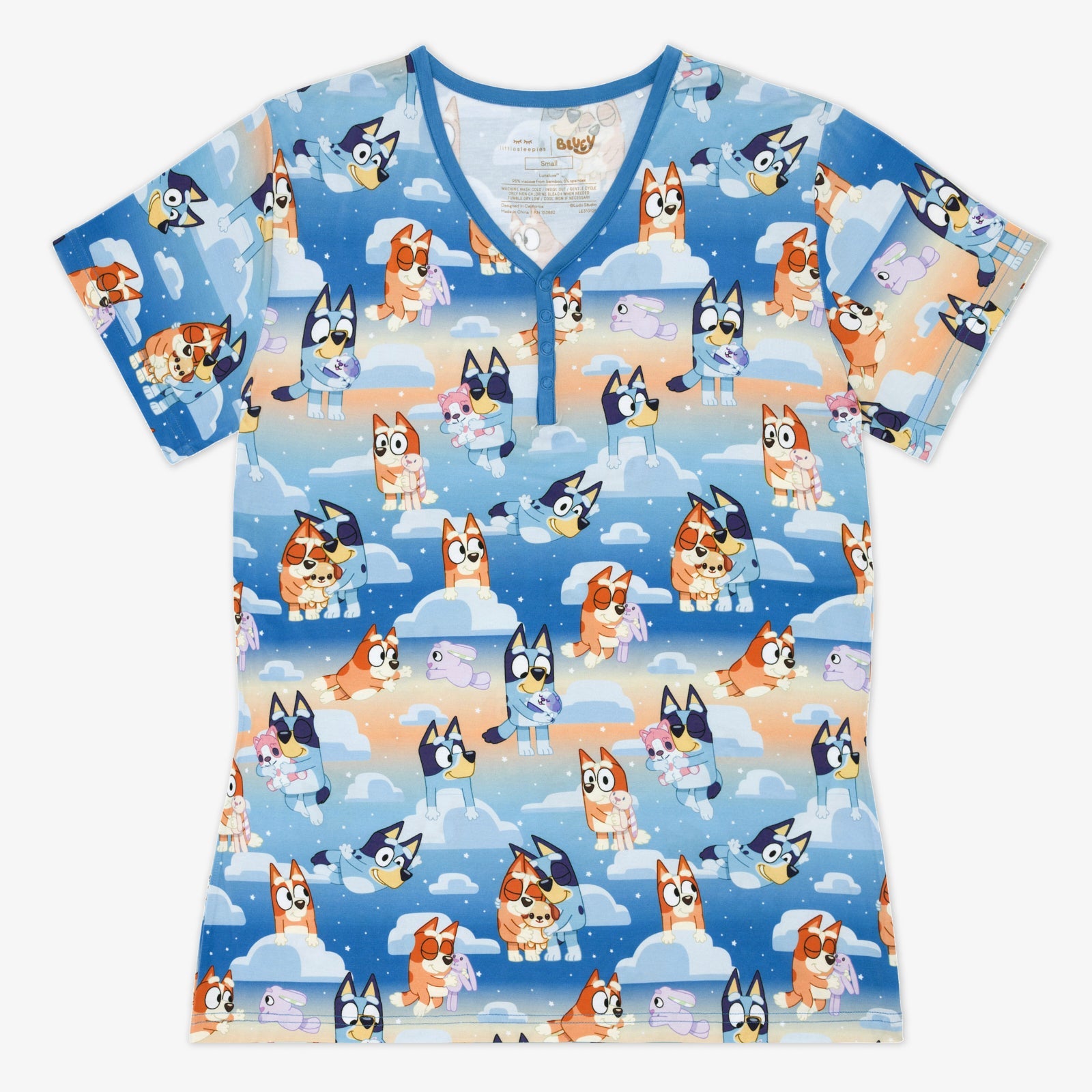 Bluey Blue Sleepytime Women's Short Sleeve Pajama Top