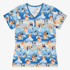 Bluey Blue Sleepytime Women's Short Sleeve Pajama Top