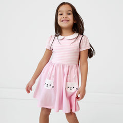 Bunny Pocket Collar Skater Dress