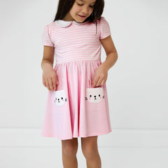 Bunny Pocket Collar Skater Dress