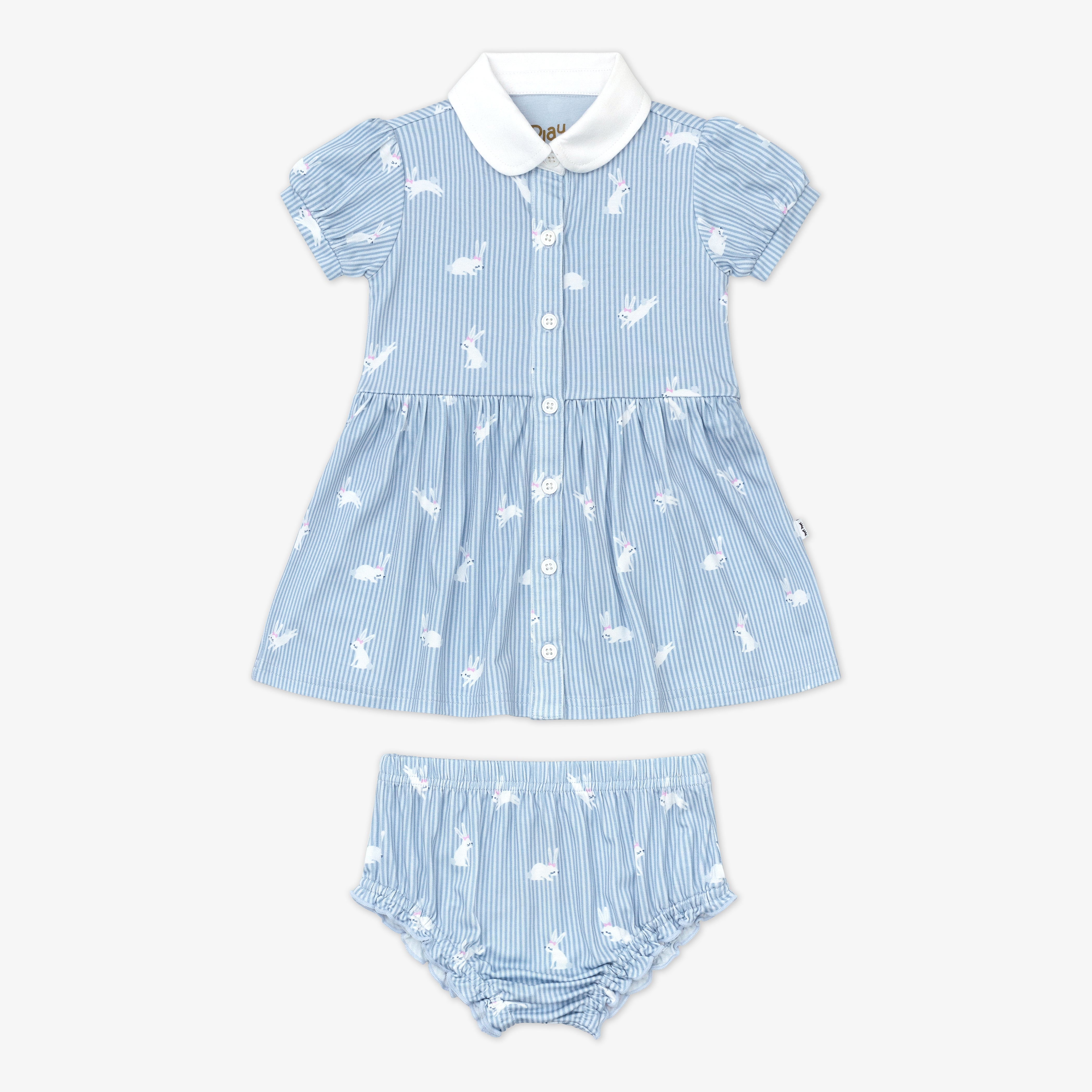Bunny Stripe Button Down Dress with Bloomer