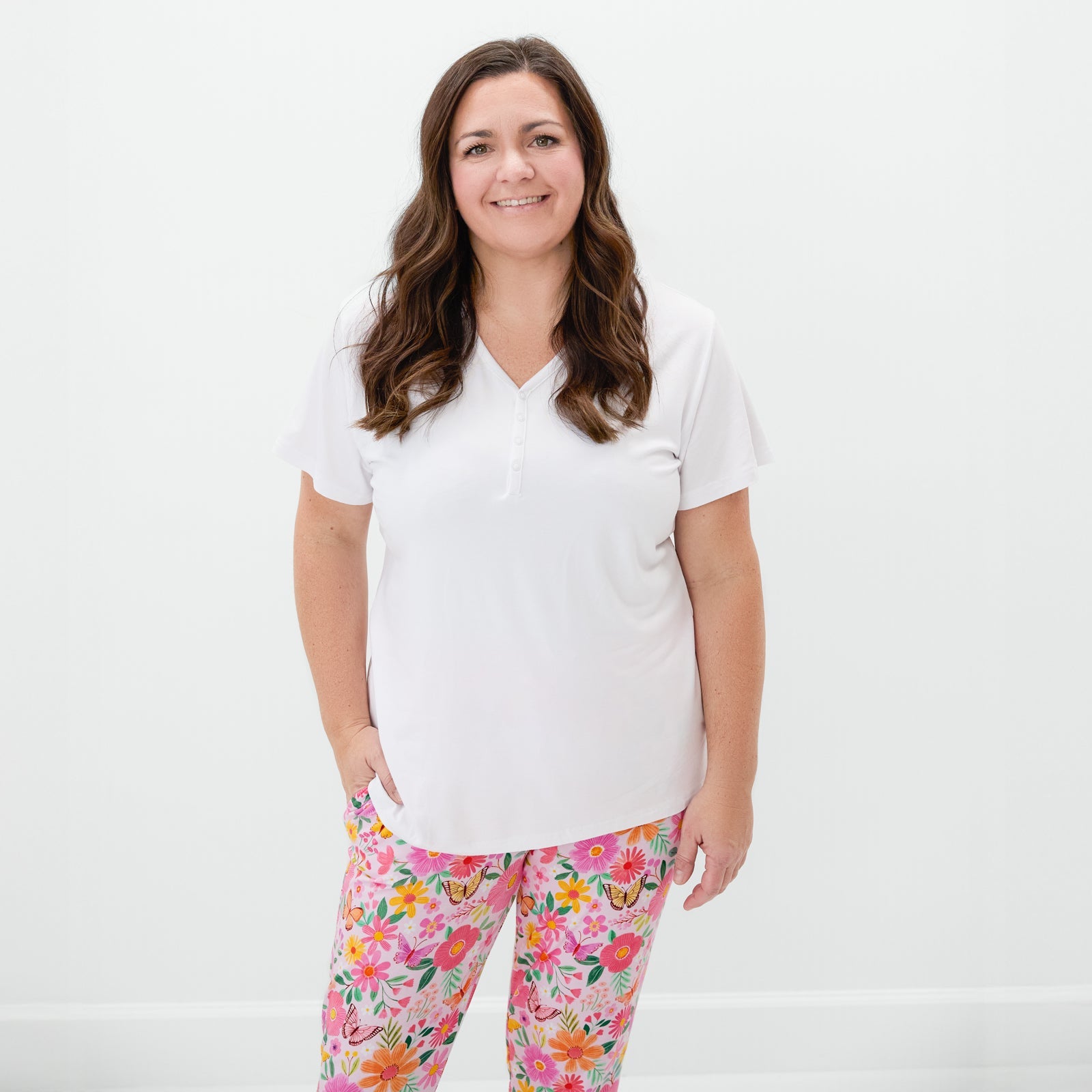 Bright White Women's Short Sleeve Pajama Top