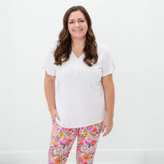 Bright White Women's Short Sleeve Pajama Top