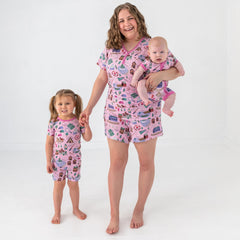 Pink Camp Sleepies Women's Short Sleeve Pajama Top