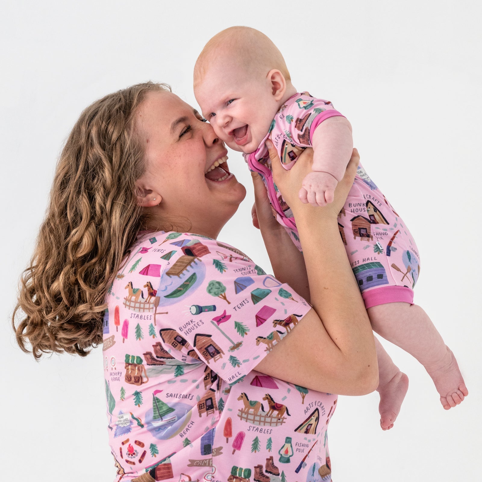 Pink Camp Sleepies Women's Short Sleeve Pajama Top