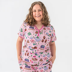 Pink Camp Sleepies Women's Short Sleeve Pajama Top