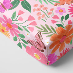 Butterfly Blooms Fitted Crib Sheet