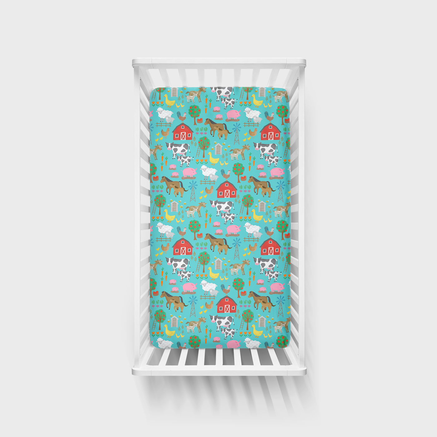 Blue Farm Fam Fitted Crib Sheet