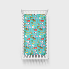 Blue Farm Fam Fitted Crib Sheet