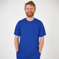Electric Blue Men's Short Sleeve Pajama Top