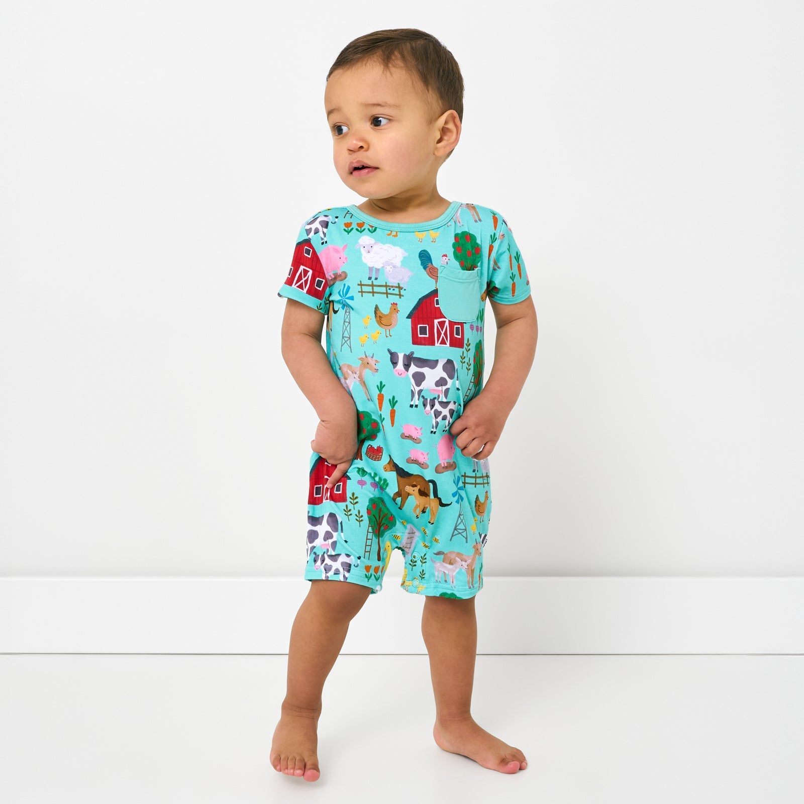 Blue Farm Fam Pocket Shorty Romper