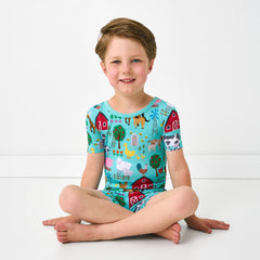 Blue Farm Fam Two-Piece Short Sleeve & Shorts Pajama Set