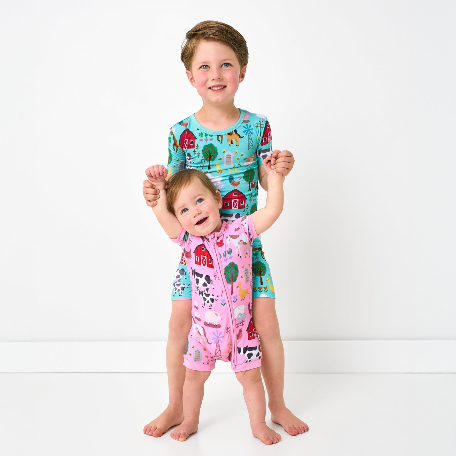 Blue Farm Fam Two-Piece Short Sleeve & Shorts Pajama Set