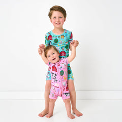 Blue Farm Fam Two-Piece Short Sleeve & Shorts Pajama Set