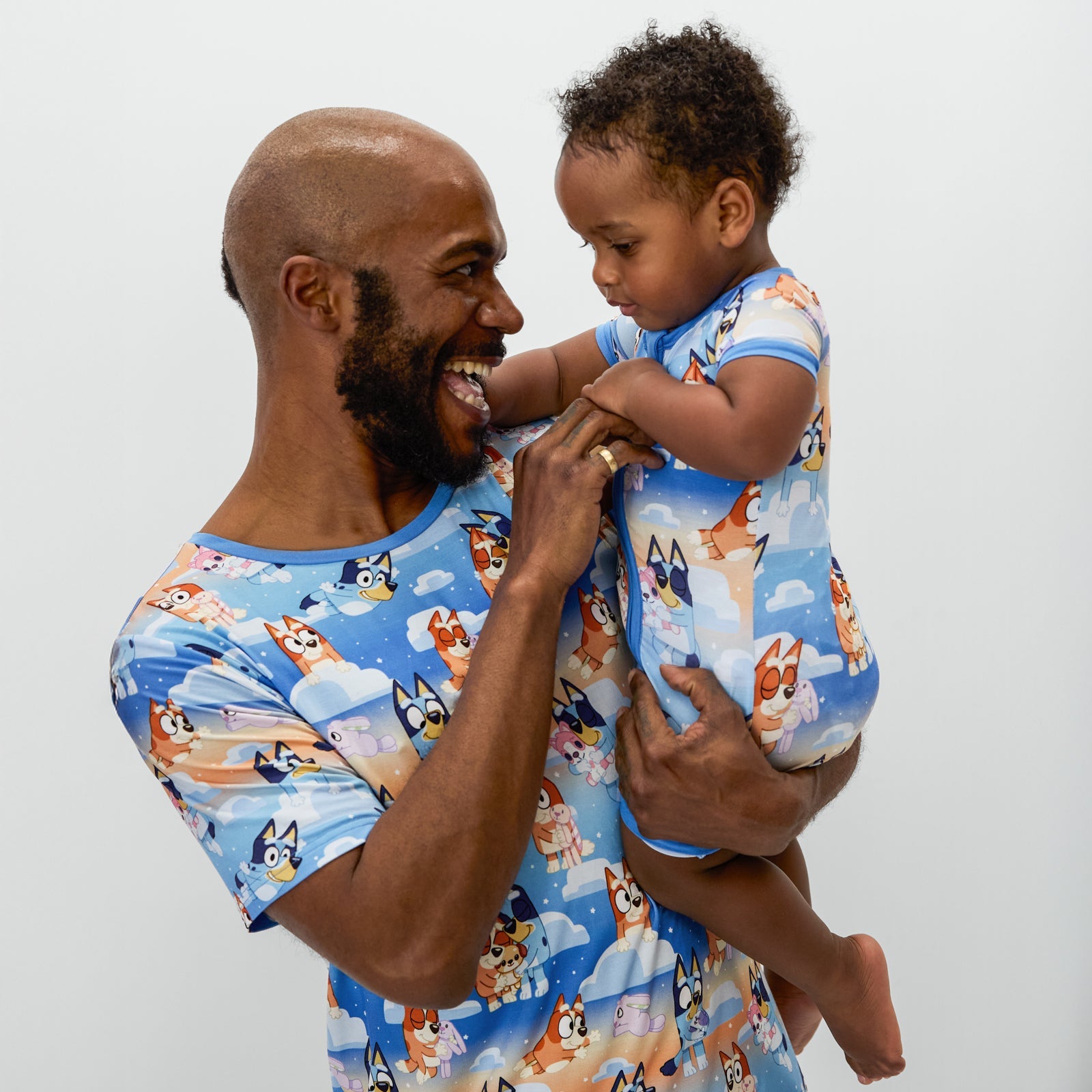 Bluey Blue Sleepytime Men's Short Sleeve Pajama Top