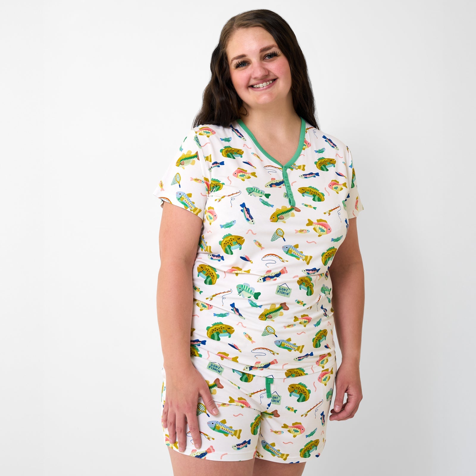 Gone Fishin' Women's Short Sleeve Pajama Top