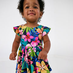 Jungle Blooms Flutter Twirl Dress with Bodysuit