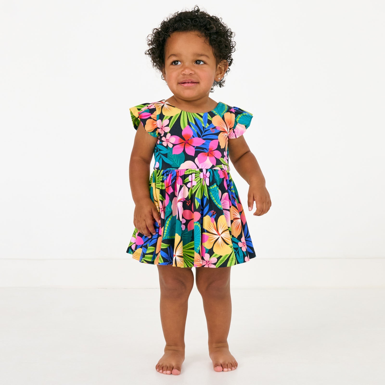 Jungle Blooms Flutter Twirl Dress with Bodysuit