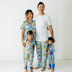 Blue Party Pals Women's Short Sleeve Pajama Top