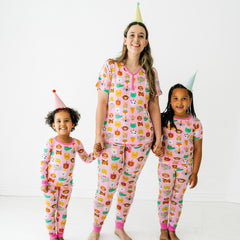 Pink Party Pals Women's Short Sleeve Pajama Top