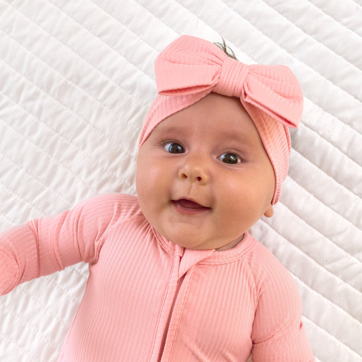 Bubblegum Ribbed Luxe Bow Headband