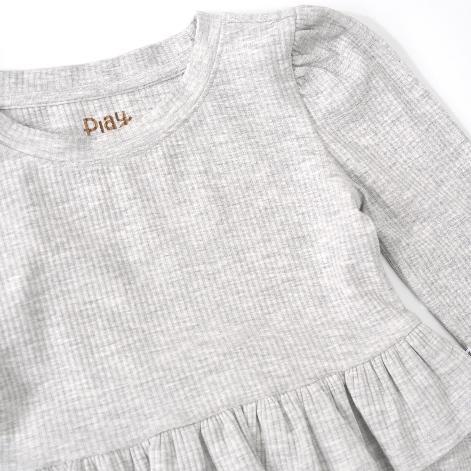 Light Heather Gray Ribbed Tiered Peplum Top