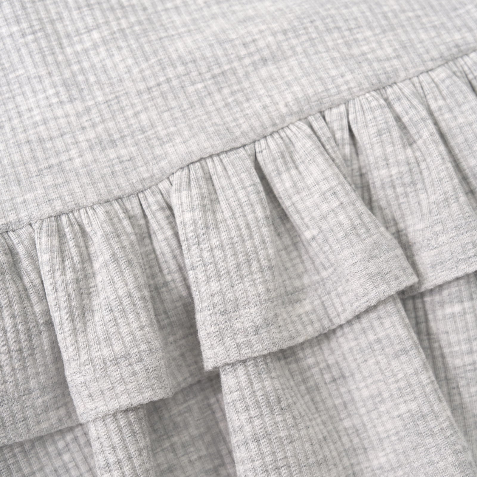 Light Heather Gray Ribbed Tiered Peplum Top