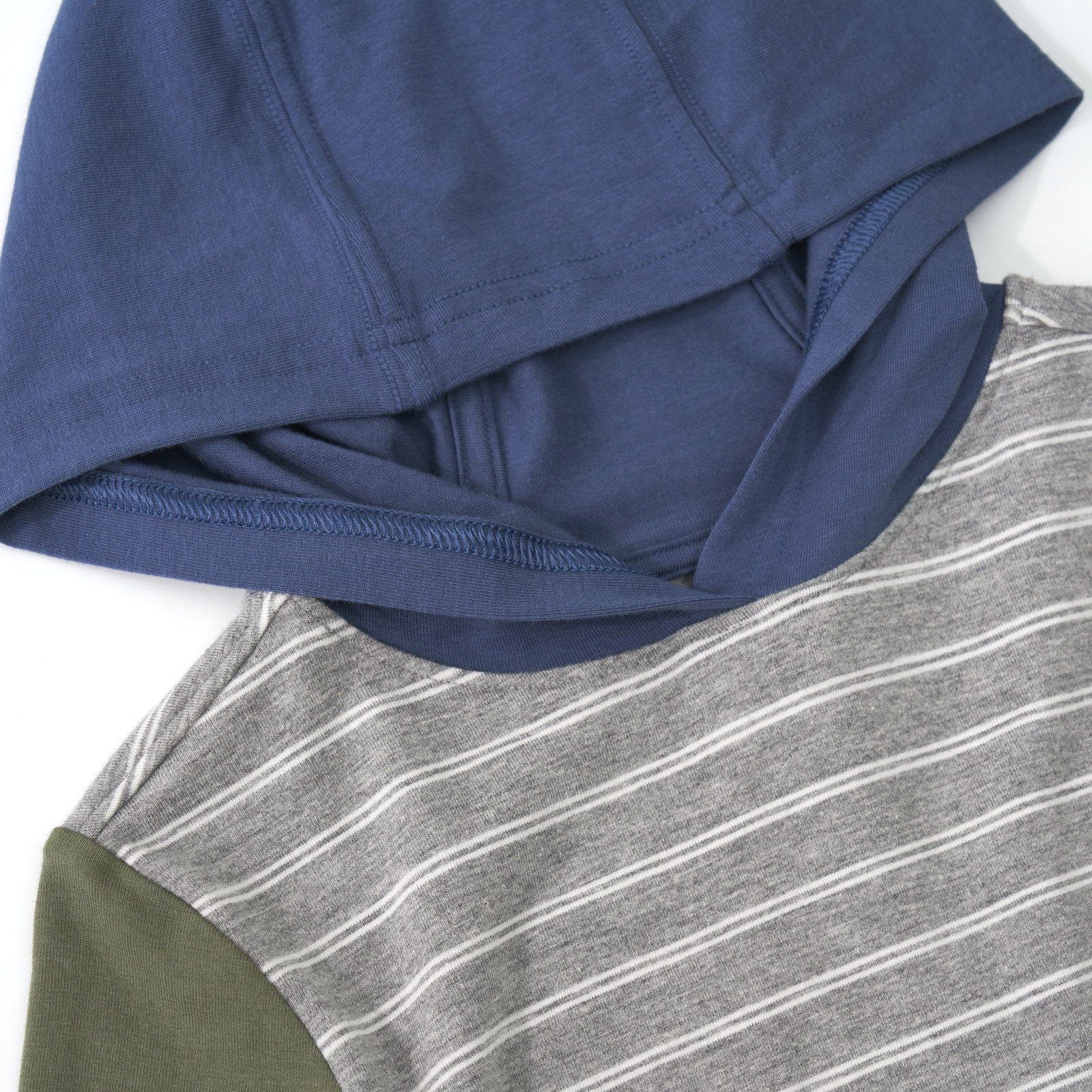Light Heather Gray Stripes Relaxed Hooded Tee