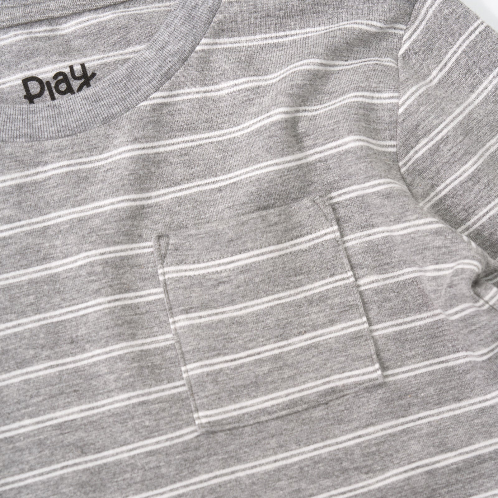 Light Heather Gray Stripes Relaxed Pocket Tee