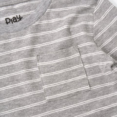Light Heather Gray Stripes Relaxed Pocket Tee