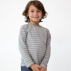 Light Heather Gray Stripes Relaxed Pocket Tee