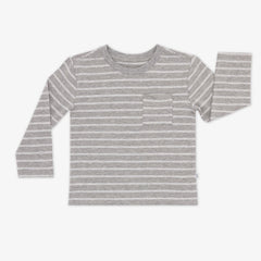 Light Heather Gray Stripes Relaxed Pocket Tee