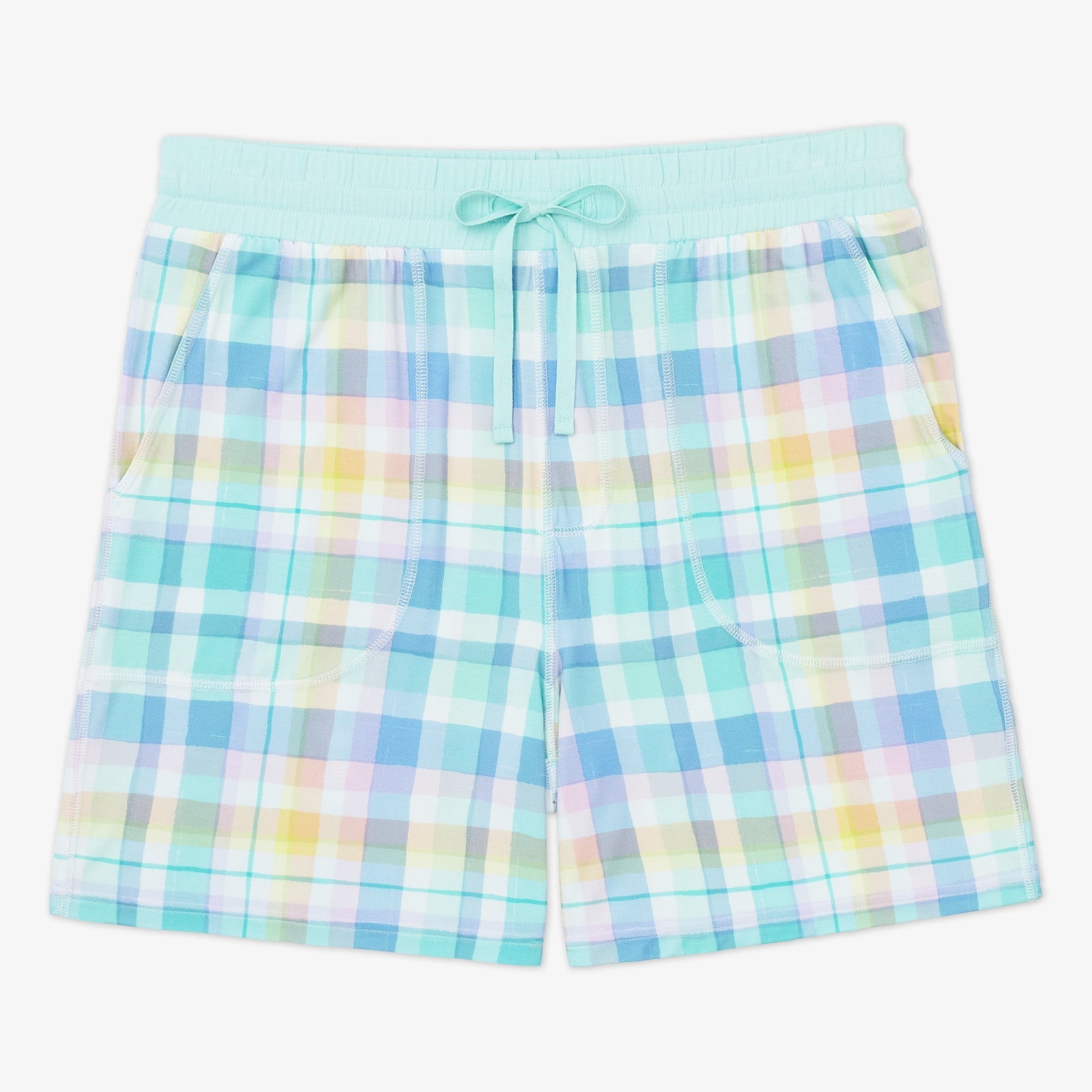 Pastel Plaid Men's Pajama Shorts