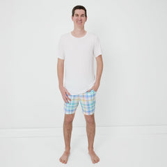 Pastel Plaid Men's Pajama Shorts