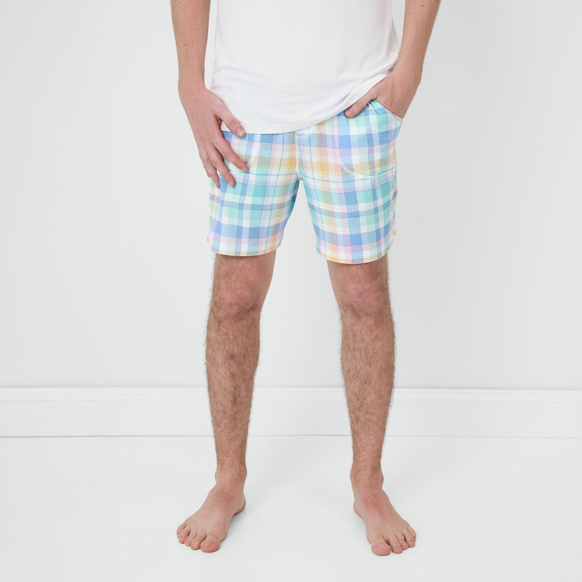 Pastel Plaid Men's Pajama Shorts