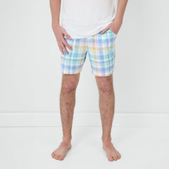 Pastel Plaid Men's Pajama Shorts