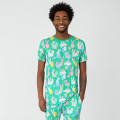 Green Hoppy Days Men's Short Sleeve Pajama Top