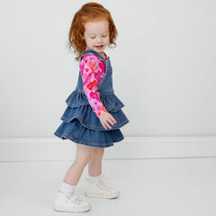 Midwash Blue Denim Tiered Overall Dress