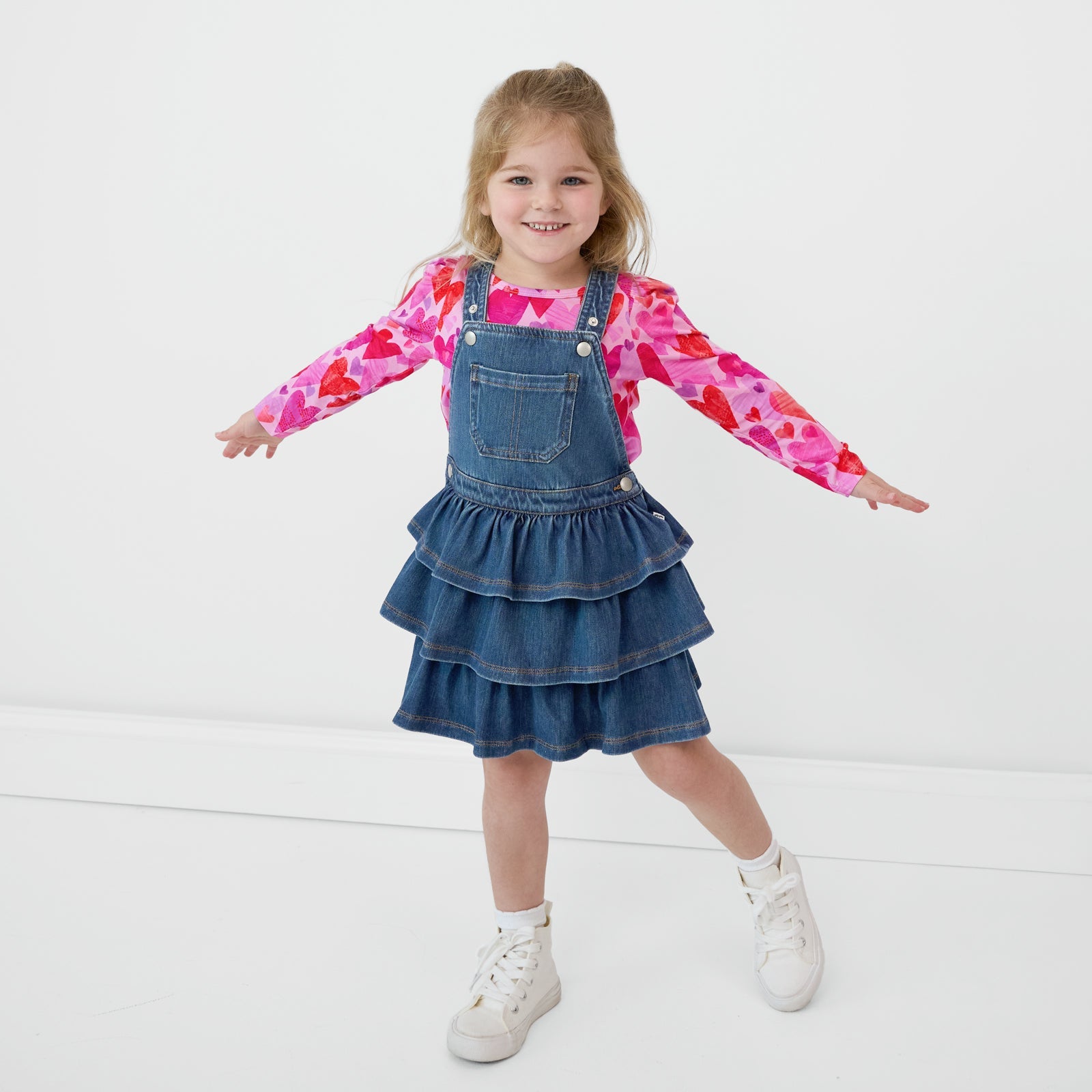 Midwash Blue Denim Tiered Overall Dress
