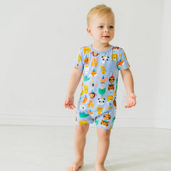 Blue Party Pals Pocket Shorty Romper