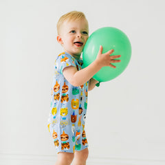 Blue Party Pals Pocket Shorty Romper