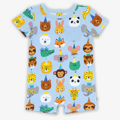 Blue Party Pals Pocket Shorty Romper